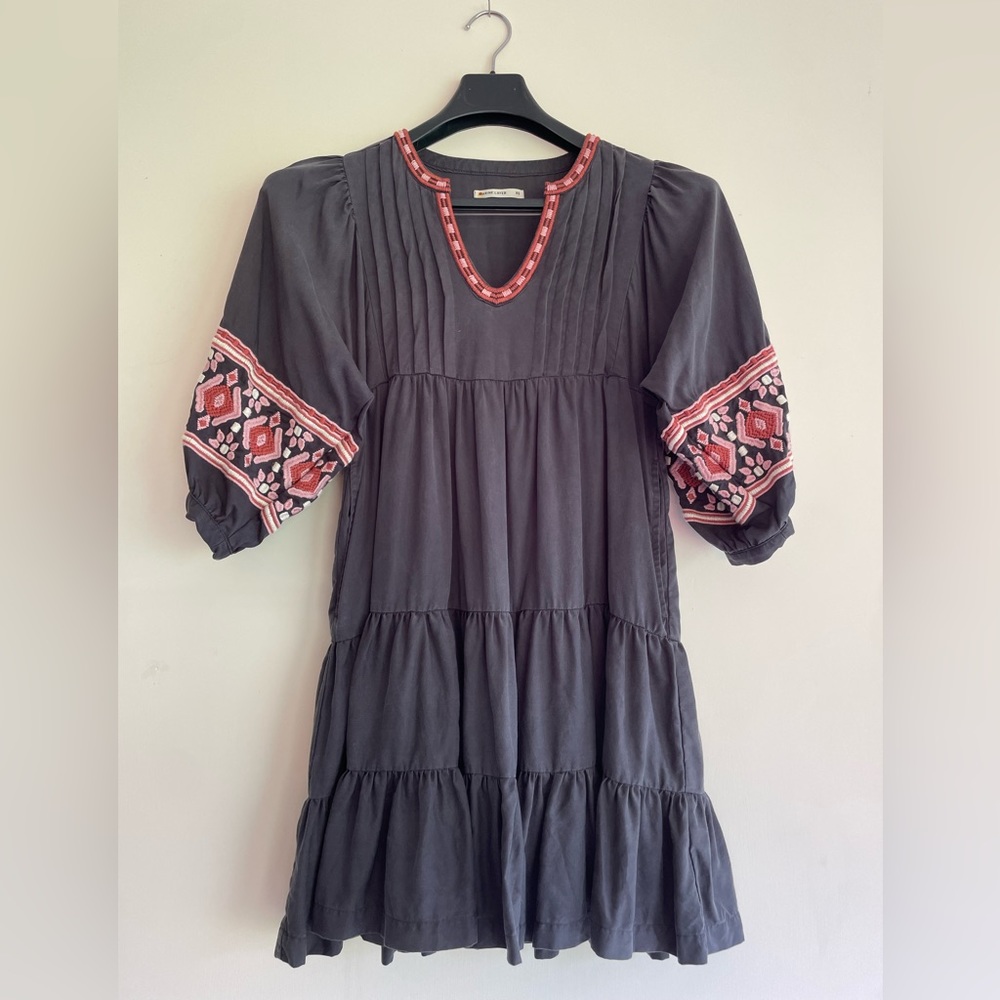 Marine Layer Gray and Pink Tiered Sundress